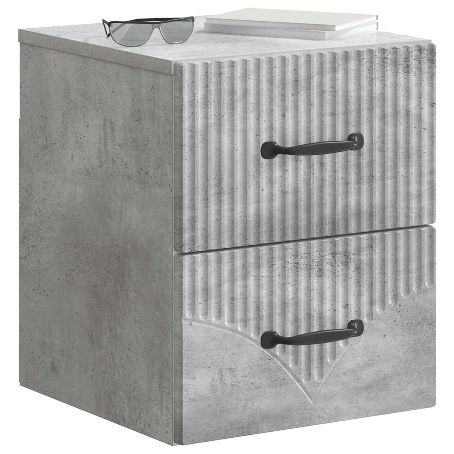 Wandbeugel Bedkast Betongrijs 34,5 x 33 x 40 cm Bewerkt hout
