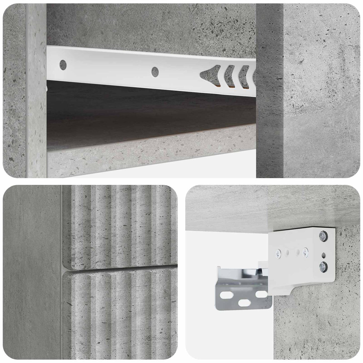 Wandbeugel Bedkast met lade 2 pcs Betongrijs 34,5 x 33 x 40 cm