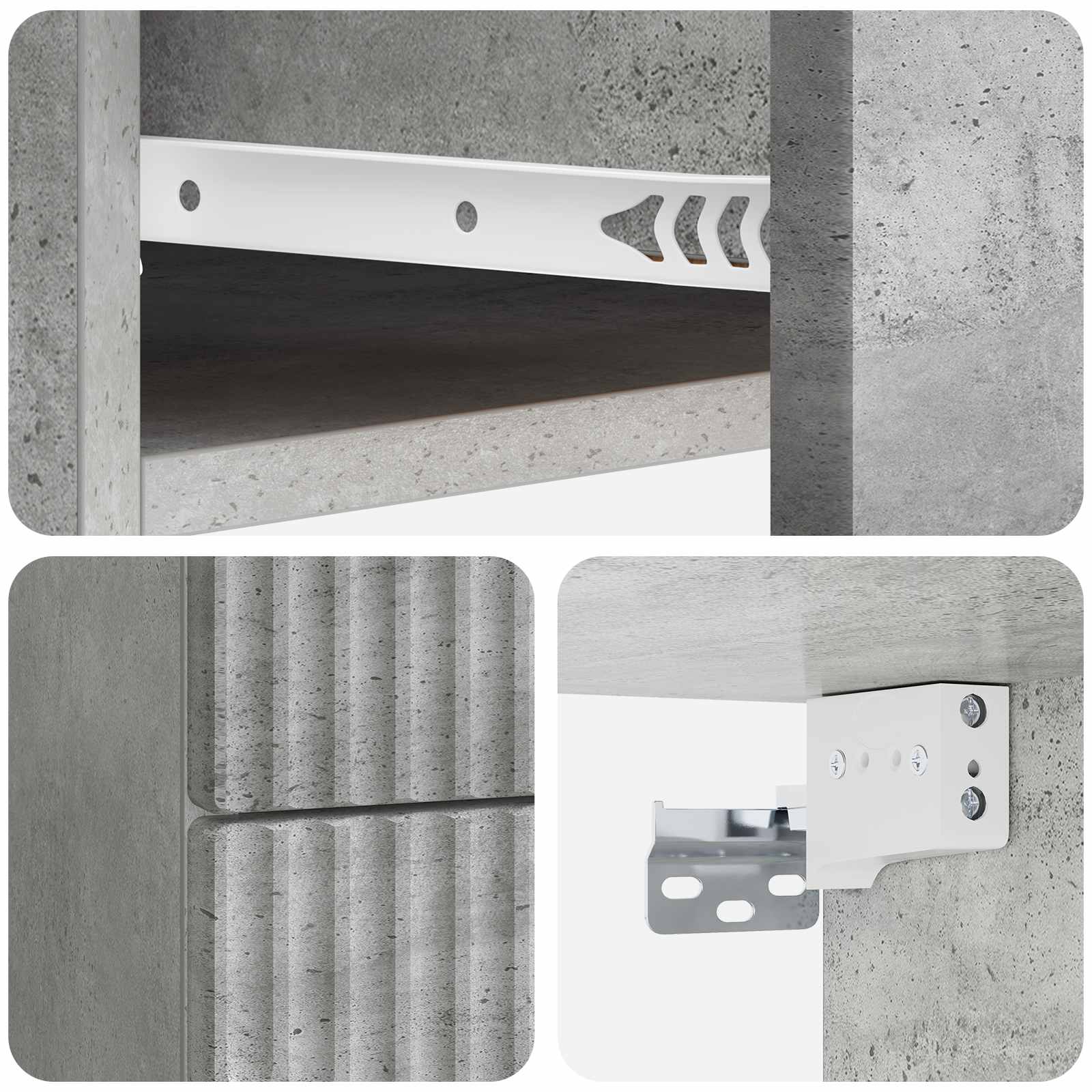 Wandbeugel Bedkast met lade 2 pcs Betongrijs 34,5 x 33 x 40 cm