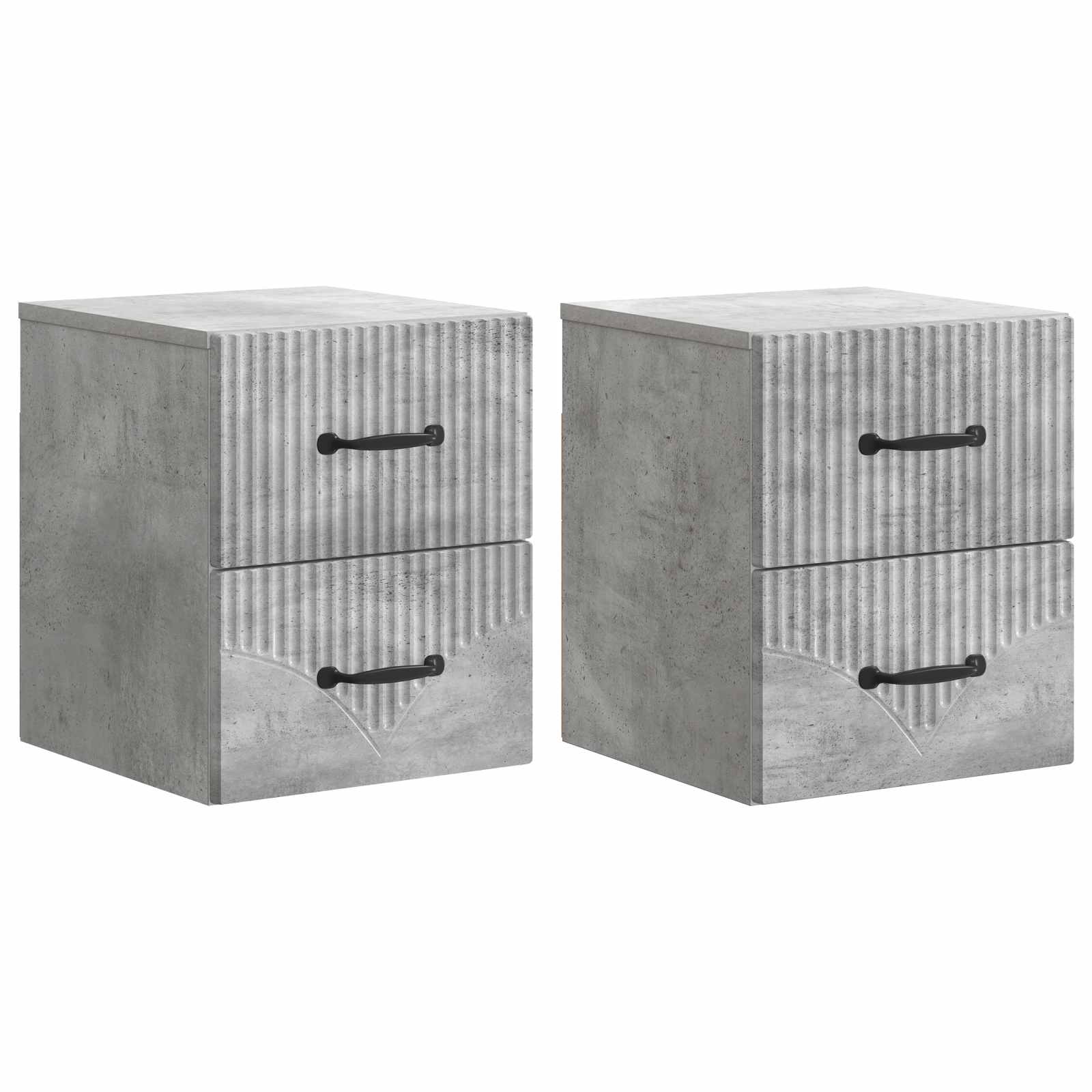 Wandbeugel Bedkast met lade 2 pcs Betongrijs 34,5 x 33 x 40 cm