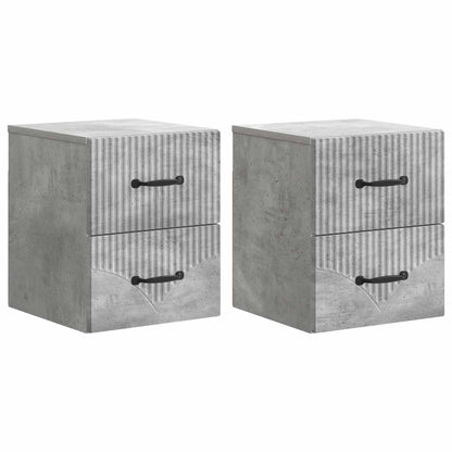 Wandbeugel Bedkast met lade 2 pcs Betongrijs 34,5 x 33 x 40 cm