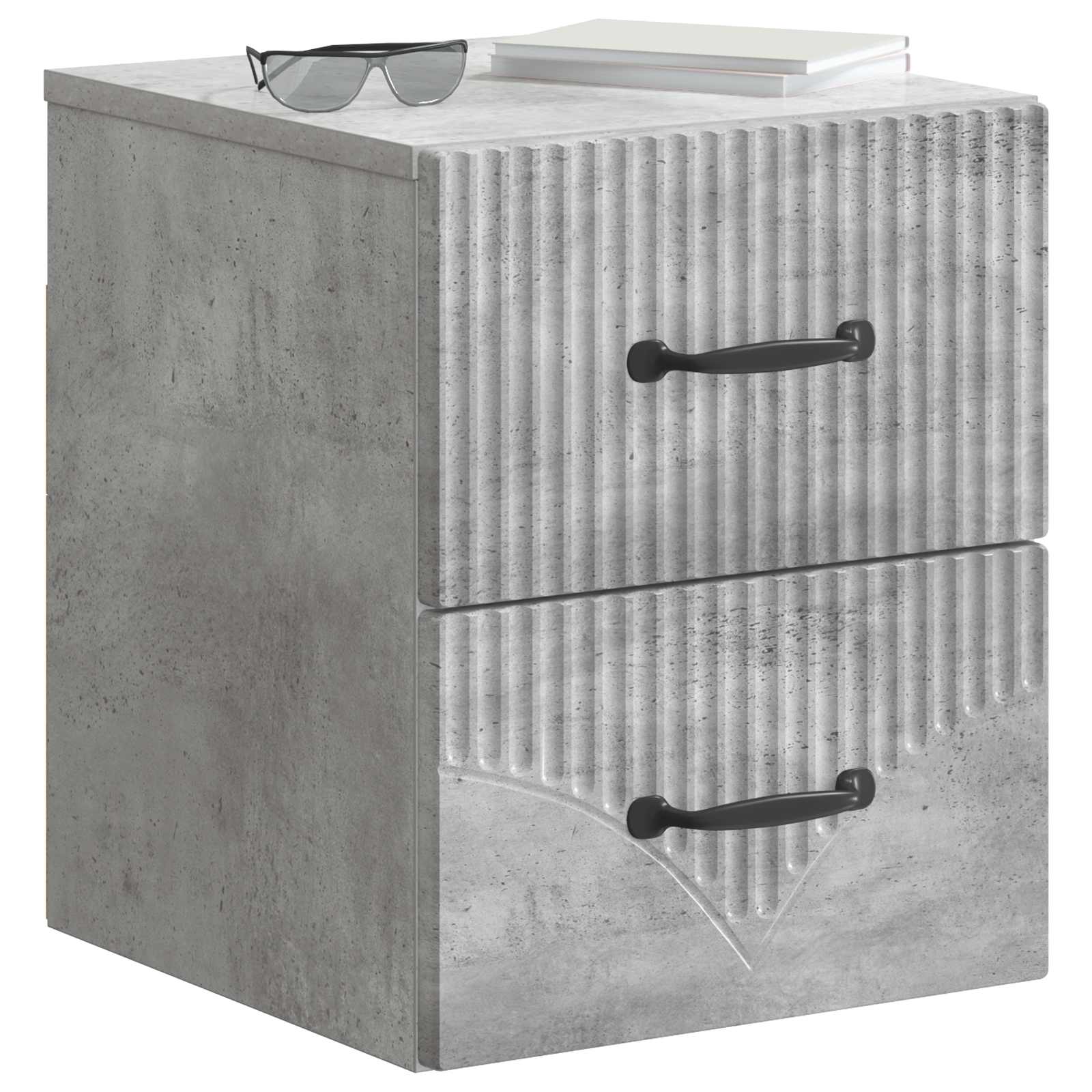Wandbeugel Bedkast met lade 2 pcs Betongrijs 34,5 x 33 x 40 cm