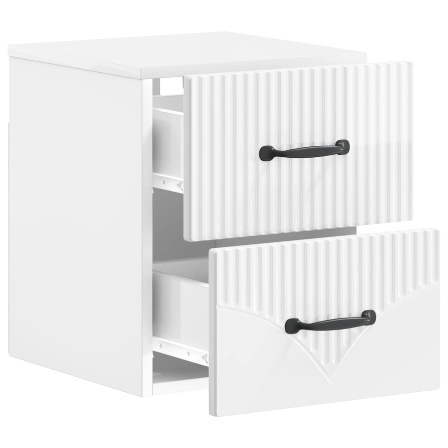 Wandbeugel Bedkast Hoogglans Wit 34,5 x 33 x 40 cm Bewerkt hout