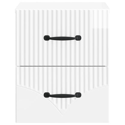 Wandbeugel Bedkast Hoogglans Wit 34,5 x 33 x 40 cm Bewerkt hout