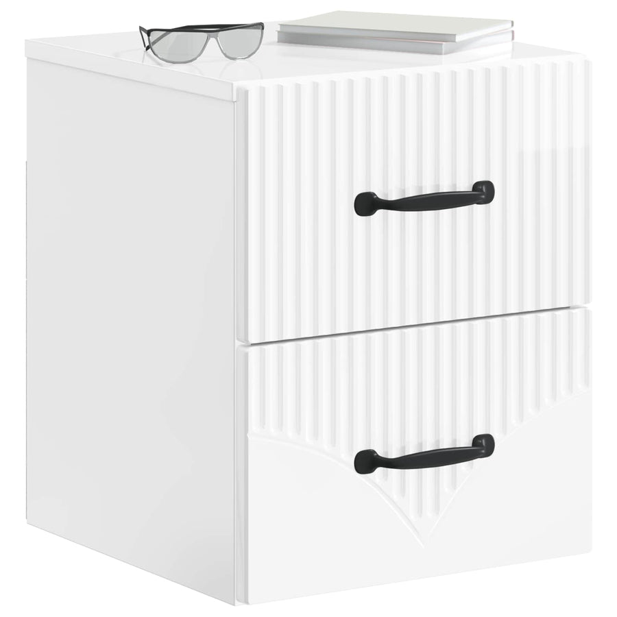 Wandbeugel Bedkast Hoogglans Wit 34,5 x 33 x 40 cm Bewerkt hout