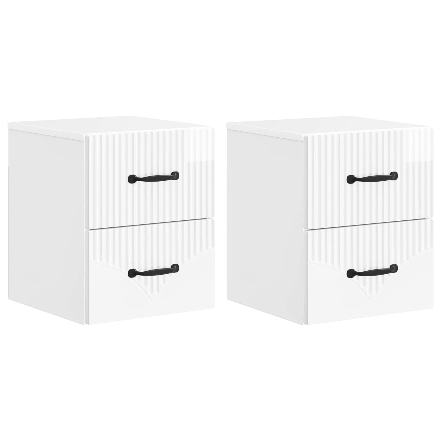 Wandbeugel Bedkast 2 pcs Hoogglans Wit 34,5 x 33 x 40 cm