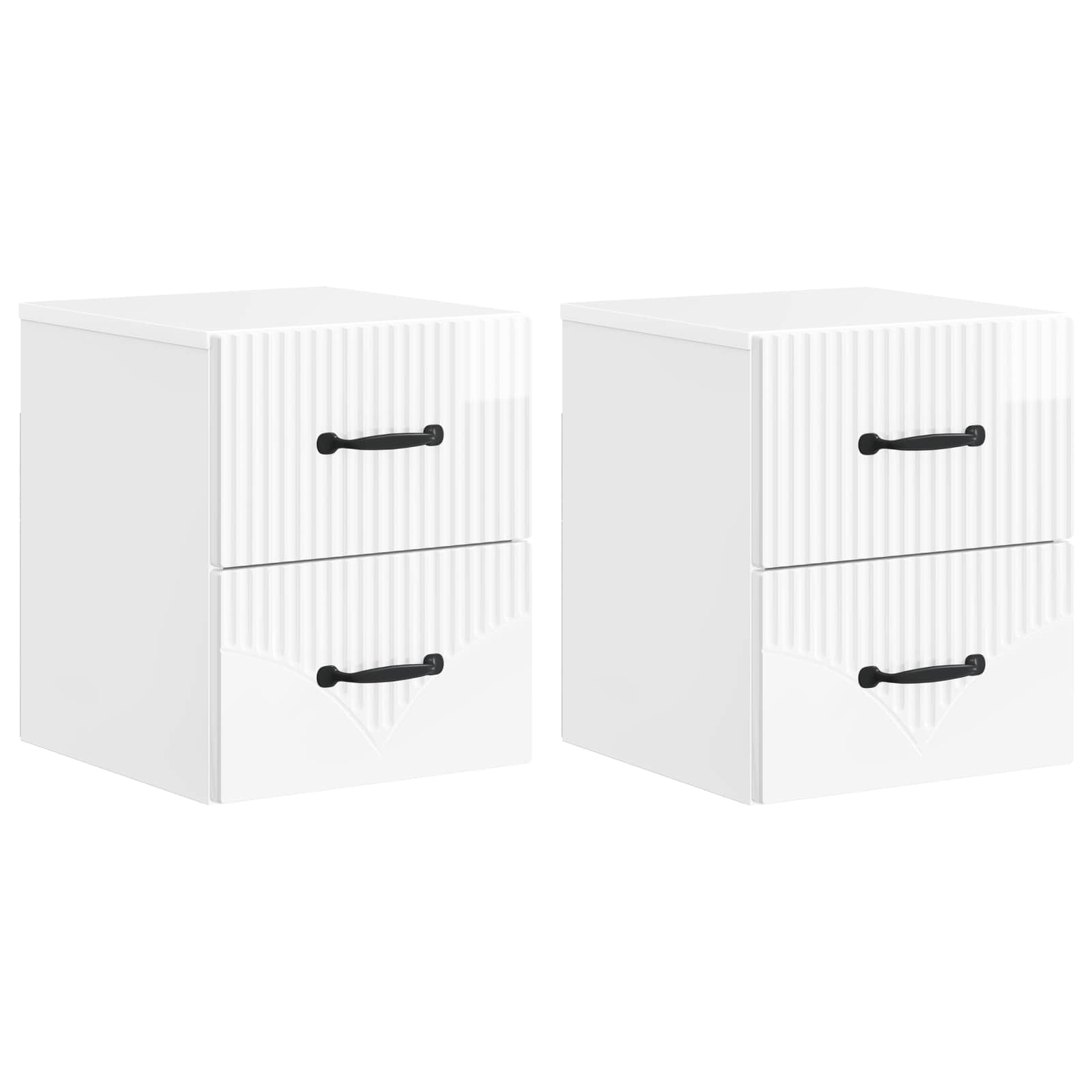 Wandbeugel Bedkast 2 pcs Hoogglans Wit 34,5 x 33 x 40 cm