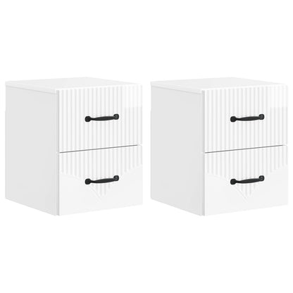 Wandbeugel Bedkast 2 pcs Hoogglans Wit 34,5 x 33 x 40 cm