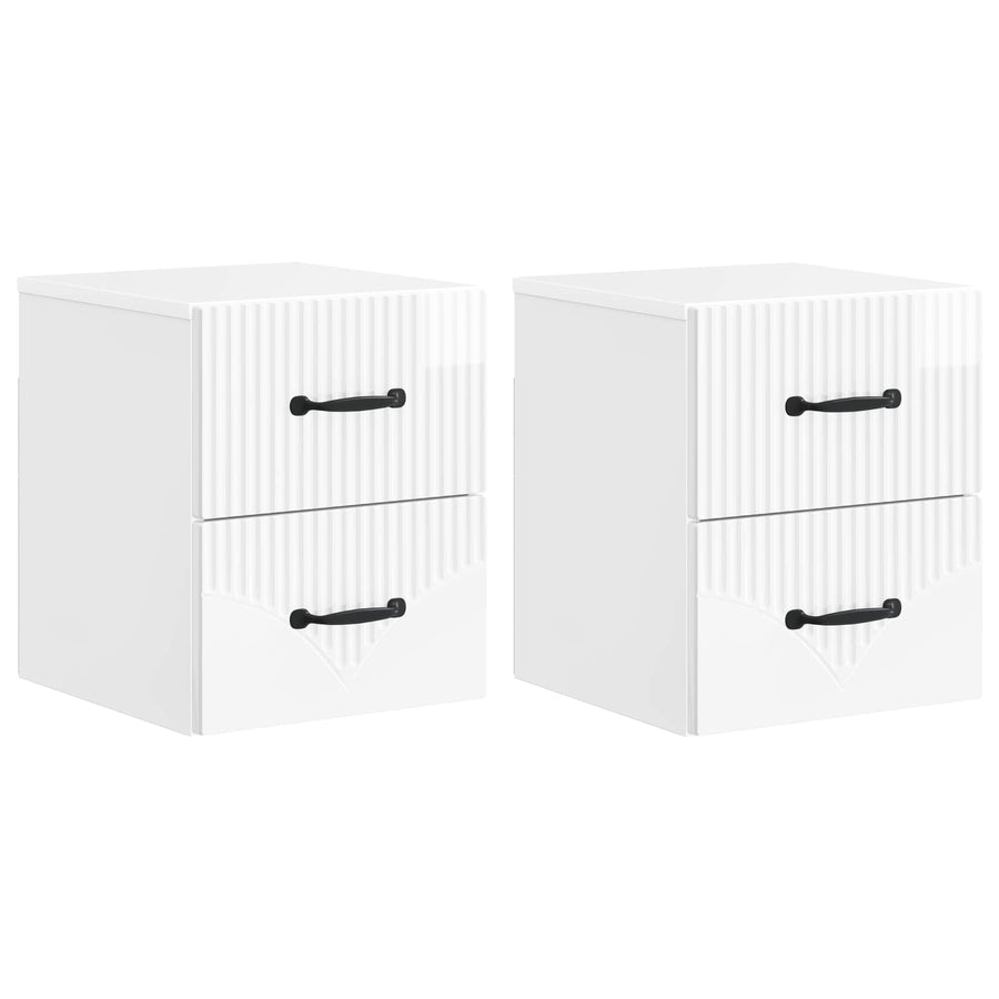 Wandbeugel Bedkast 2 pcs Hoogglans Wit 34,5 x 33 x 40 cm