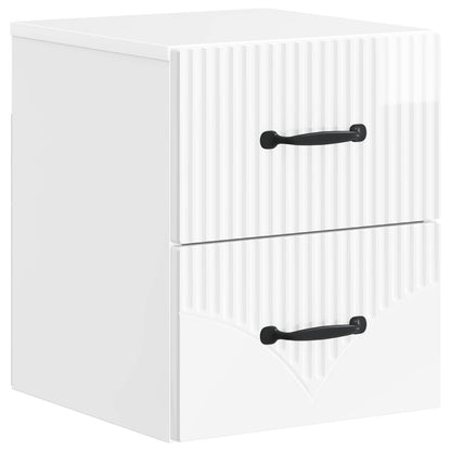 Wandbeugel Bedkast 2 pcs Hoogglans Wit 34,5 x 33 x 40 cm