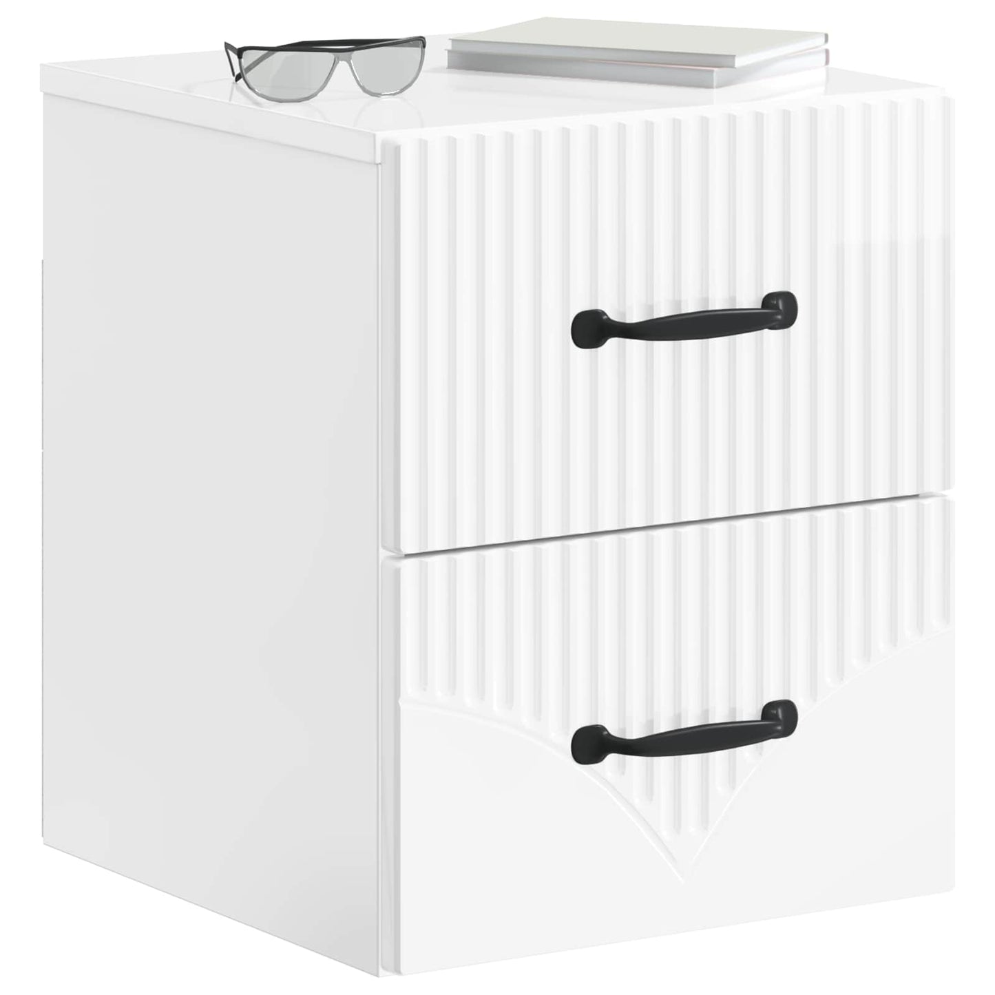 Wandbeugel Bedkast 2 pcs Hoogglans Wit 34,5 x 33 x 40 cm