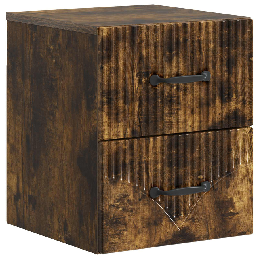 Wandbeugel Bedkast Gerookt eiken 34,5 x 33 x 40 cm Bewerkt hout