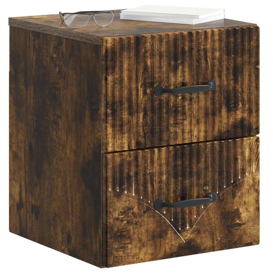 Wandbeugel Bedkast Gerookt eiken 34,5 x 33 x 40 cm Bewerkt hout