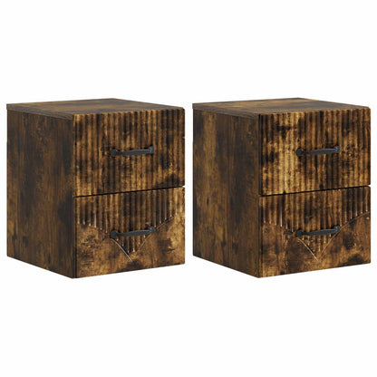 Wandbeugel Bedkast 2 pcs Gerookt eiken 34,5 x 33 x 40 cm