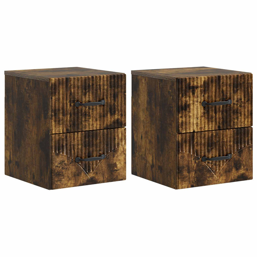 Wandbeugel Bedkast 2 pcs Gerookt eiken 34,5 x 33 x 40 cm