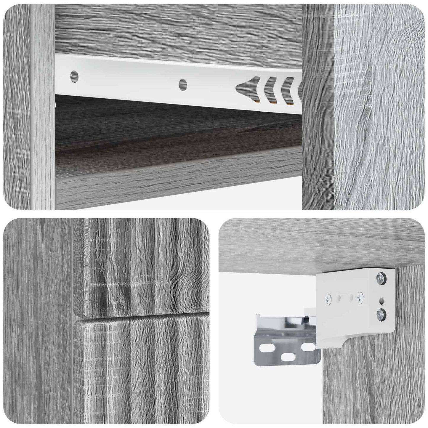 Wandbeugel Bedkast Grijs sonoma 34,5 x 33 x 40 cm Bewerkt hout