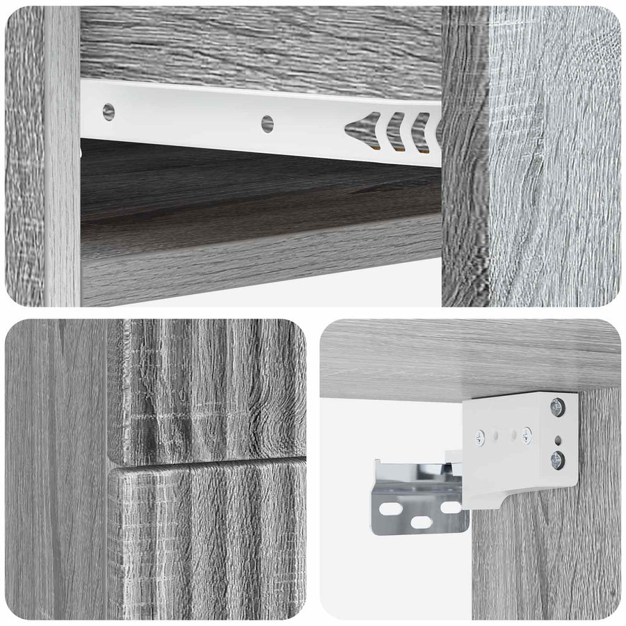 Wandbeugel Bedkast Grijs sonoma 34,5 x 33 x 40 cm Bewerkt hout