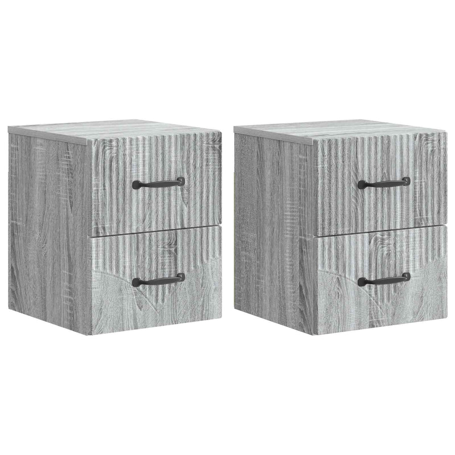 Wandbeugel Bedkast 2 pcs Grijs sonoma 34,5 x 33 x 40 cm