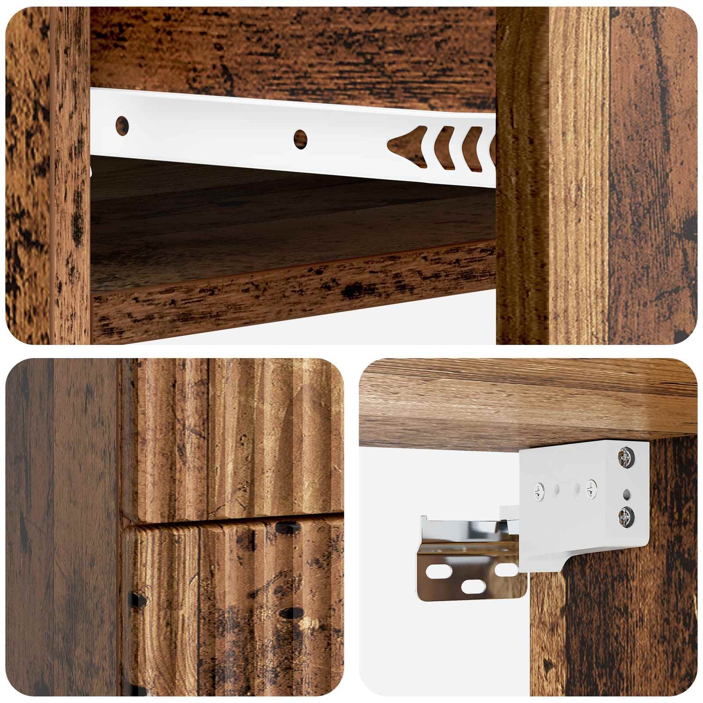 Wandbeugel Bedkast met lade 2 pcs Oud hout 34,5 x 33 x 40 cm