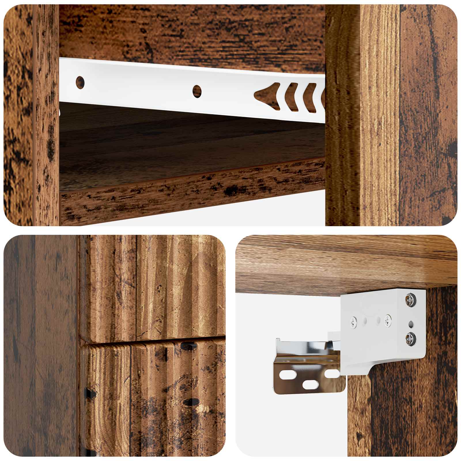 Wandbeugel Bedkast met lade 2 pcs Oud hout 34,5 x 33 x 40 cm
