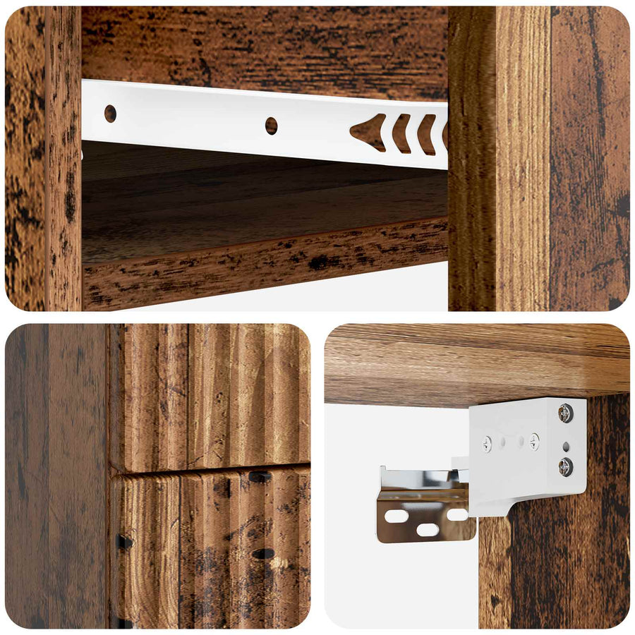 Wandbeugel Bedkast met lade 2 pcs Oud hout 34,5 x 33 x 40 cm