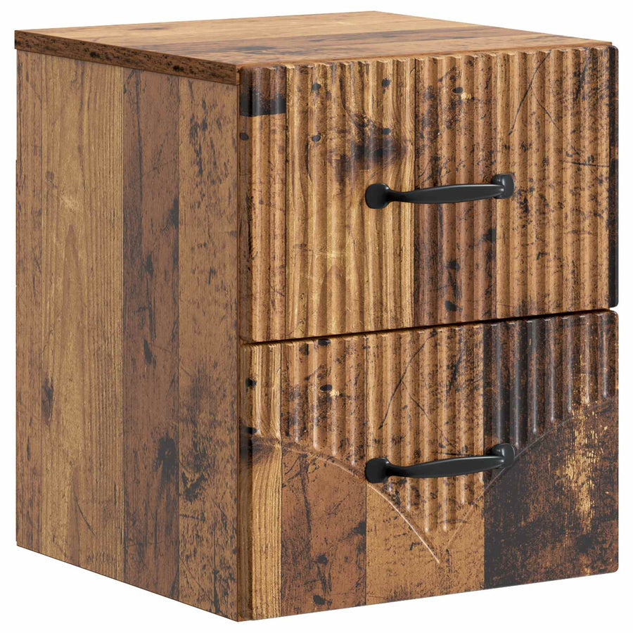Wandbeugel Bedkast met lade 2 pcs Oud hout 34,5 x 33 x 40 cm