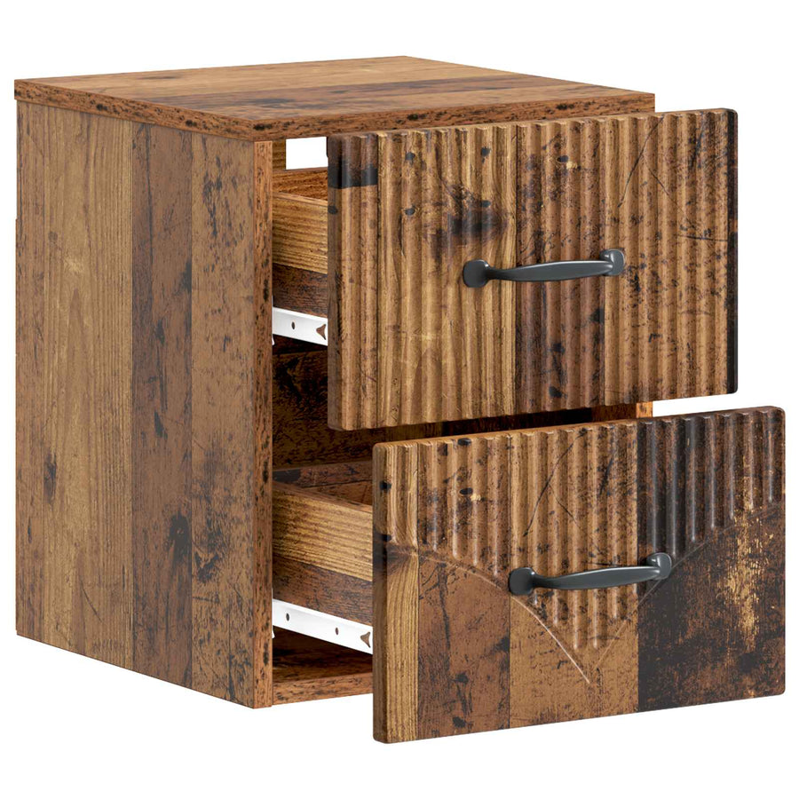 Wandbeugel Bedkast met lade 2 pcs Oud hout 34,5 x 33 x 40 cm