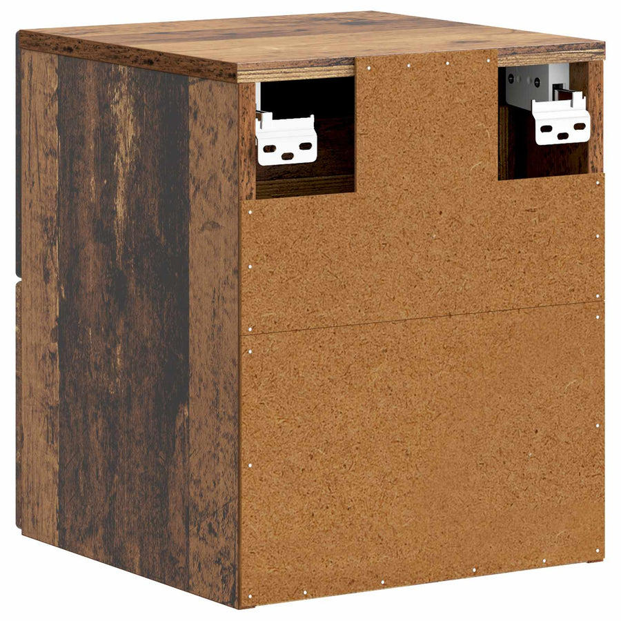 Wandbeugel Bedkast met lade 2 pcs Oud hout 34,5 x 33 x 40 cm
