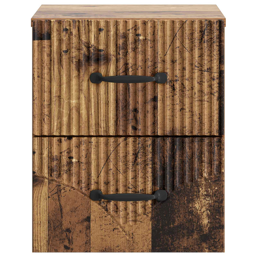 Wandbeugel Bedkast met lade 2 pcs Oud hout 34,5 x 33 x 40 cm