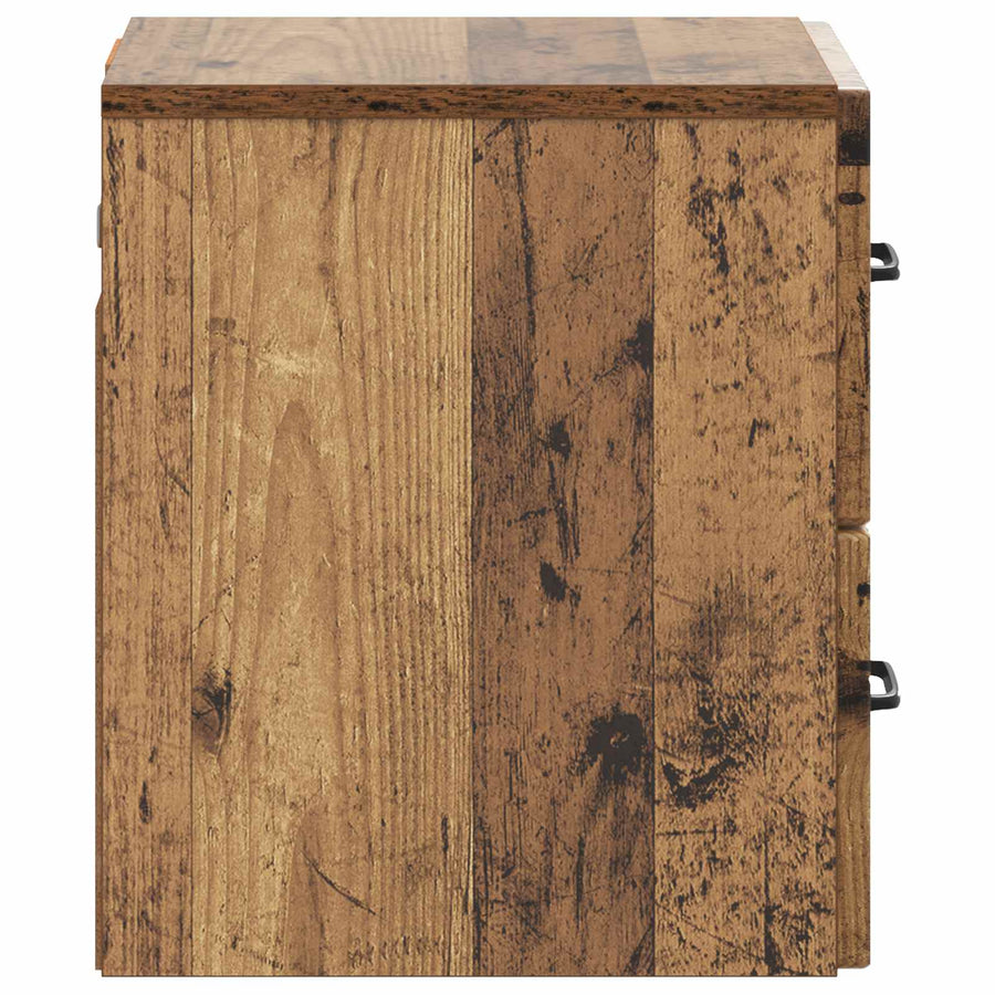 Wandbeugel Bedkast met lade 2 pcs Oud hout 34,5 x 33 x 40 cm