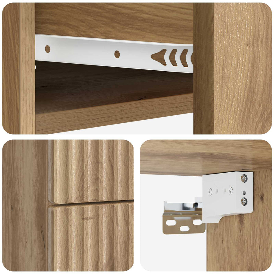 Wandbeugel Bedkast met lade Artisanaal eiken 34,5 x 33 x 40 cm