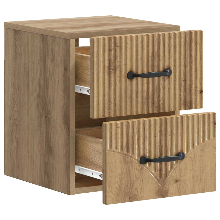Wandbeugel Bedkast met lade Artisanaal eiken 34,5 x 33 x 40 cm
