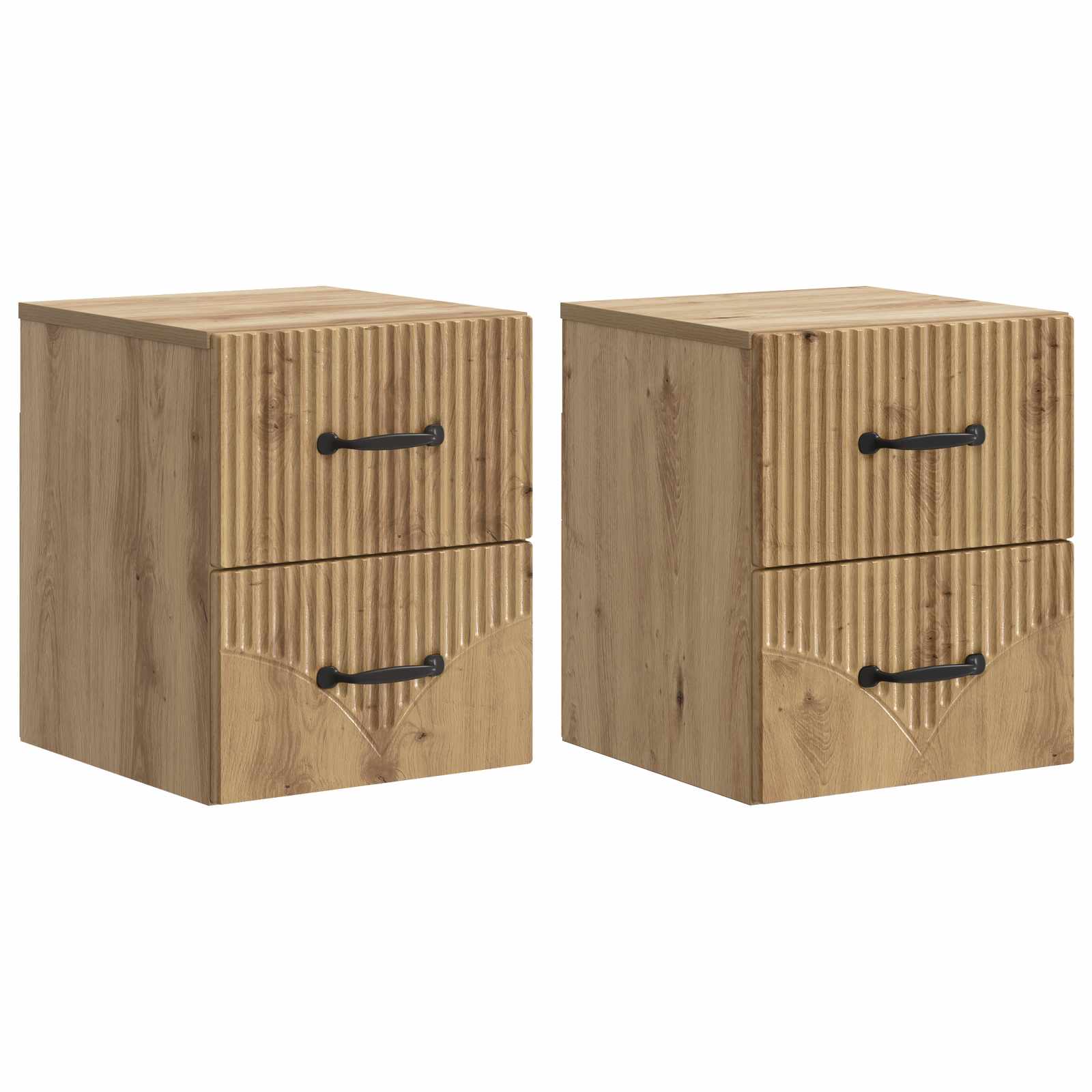 Wandbeugel Bedkast 2 pcs Artisanaal eiken 34,5 x 33 x 40 cm
