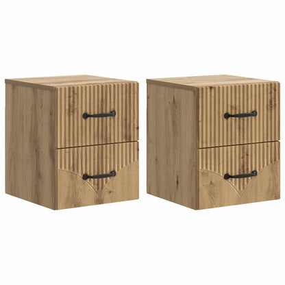 Wandbeugel Bedkast 2 pcs Artisanaal eiken 34,5 x 33 x 40 cm