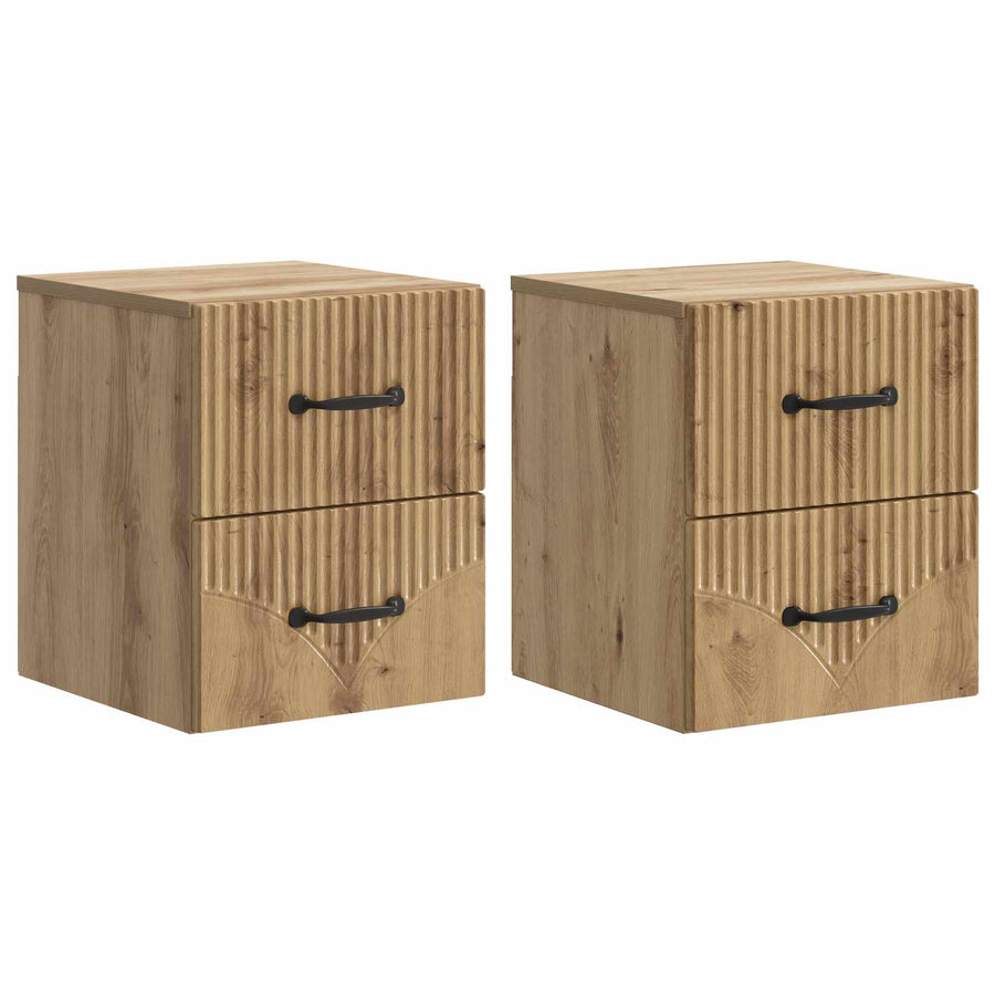 Wandbeugel Bedkast 2 pcs Artisanaal eiken 34,5 x 33 x 40 cm