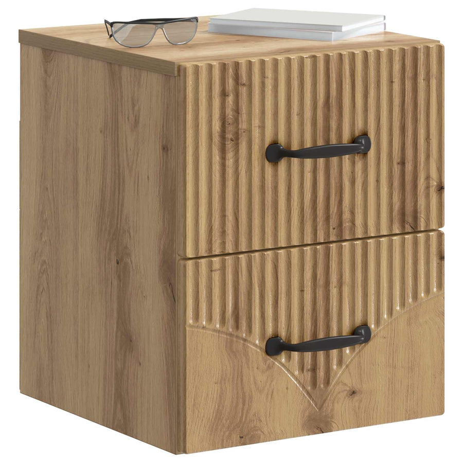 Wandbeugel Bedkast 2 pcs Artisanaal eiken 34,5 x 33 x 40 cm