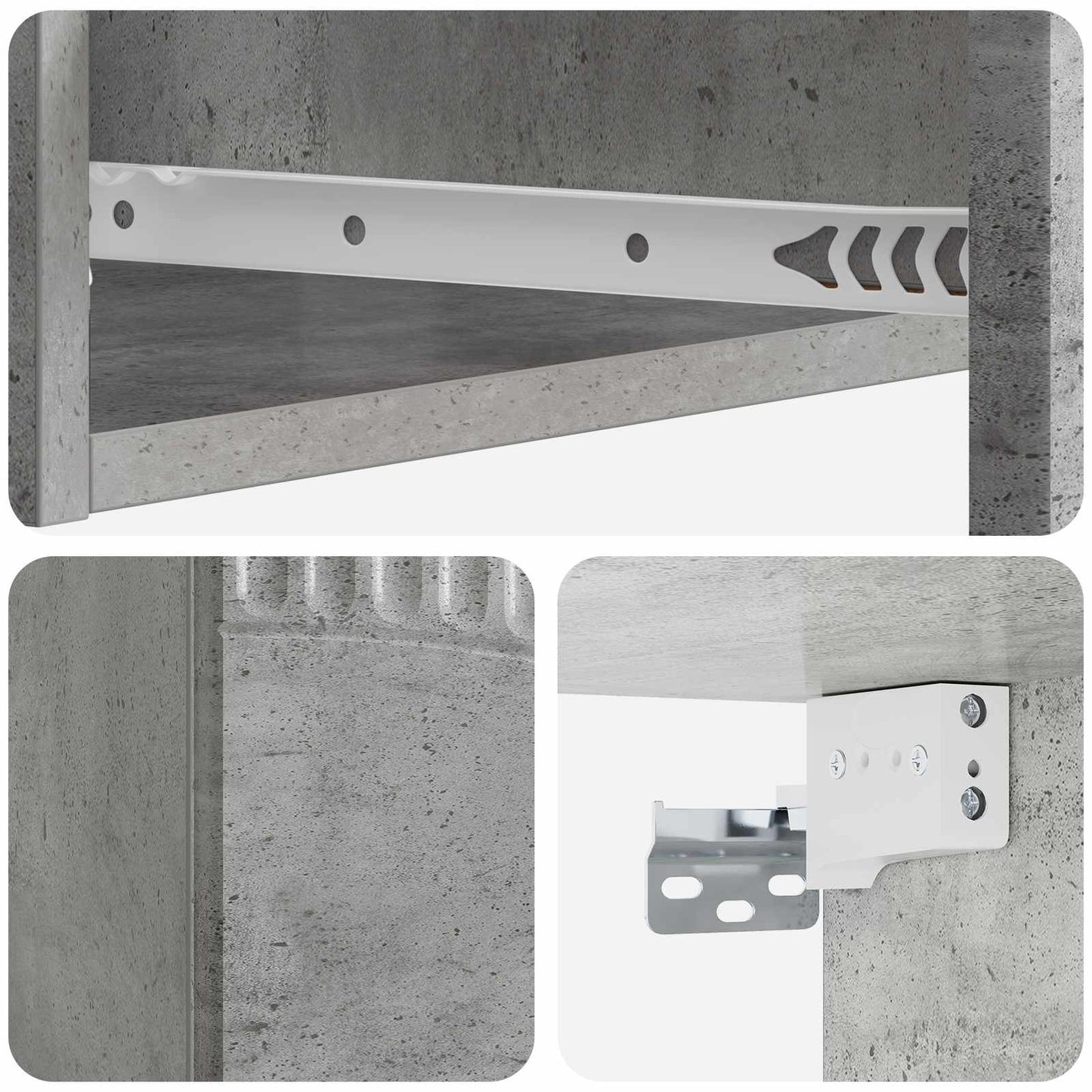 Wandmontage Zijtafel Betongrijs 59 x 34,5 x 17 cm Bewerkt hout