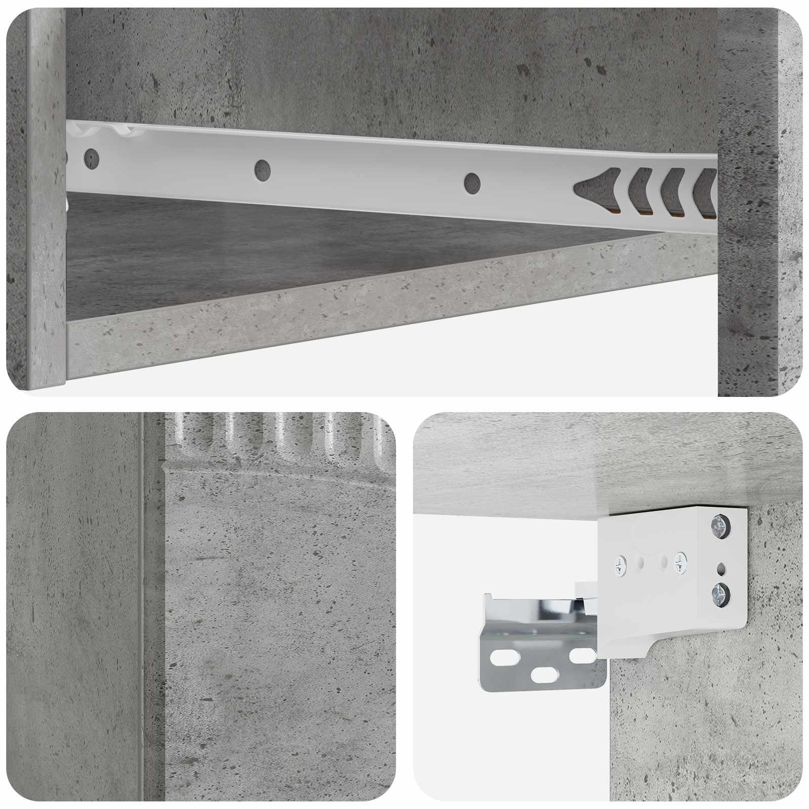 Wandmontage Zijtafel Betongrijs 59 x 34,5 x 17 cm Bewerkt hout