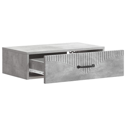 Wandmontage Zijtafel Betongrijs 59 x 34,5 x 17 cm Bewerkt hout