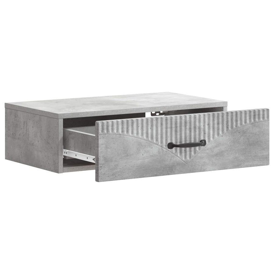 Wandmontage Zijtafel Betongrijs 59 x 34,5 x 17 cm Bewerkt hout