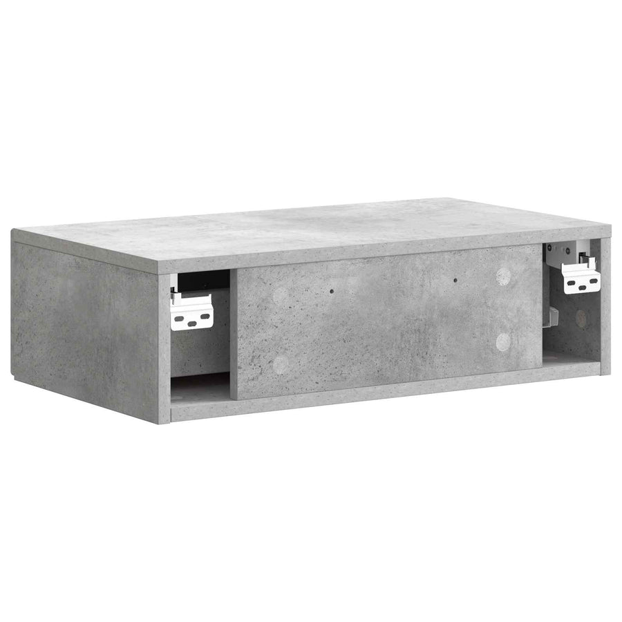 Wandmontage Zijtafel Betongrijs 59 x 34,5 x 17 cm Bewerkt hout
