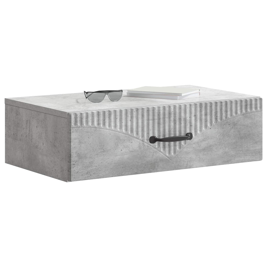Wandmontage Zijtafel Betongrijs 59 x 34,5 x 17 cm Bewerkt hout