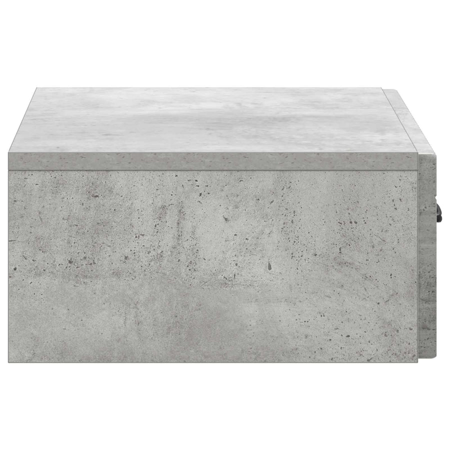 Wandmontage Zijtafel Betongrijs 59 x 34,5 x 17 cm Bewerkt hout