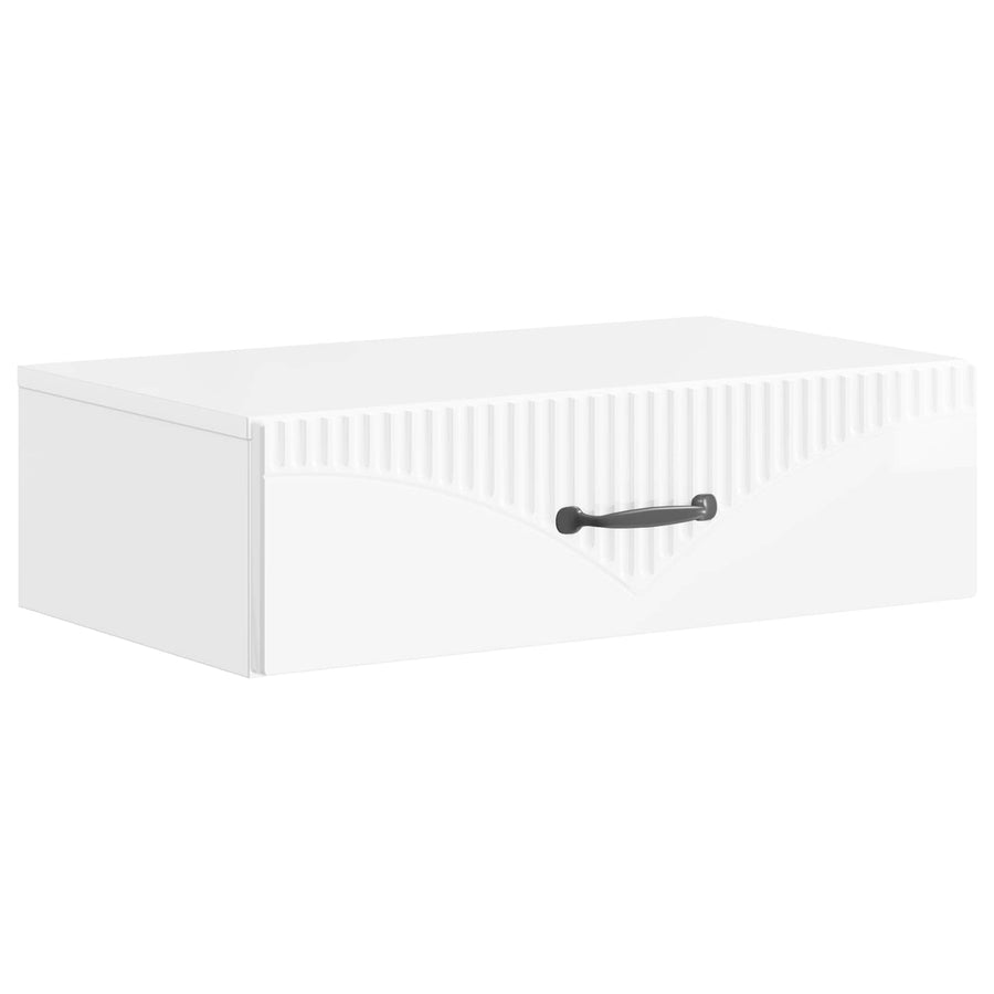 Wandmontage Zijtafel Hoogglans Wit 59 x 34,5 x 17 cm