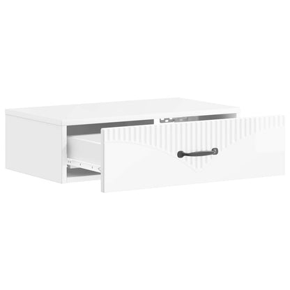 Wandmontage Zijtafel Hoogglans Wit 59 x 34,5 x 17 cm