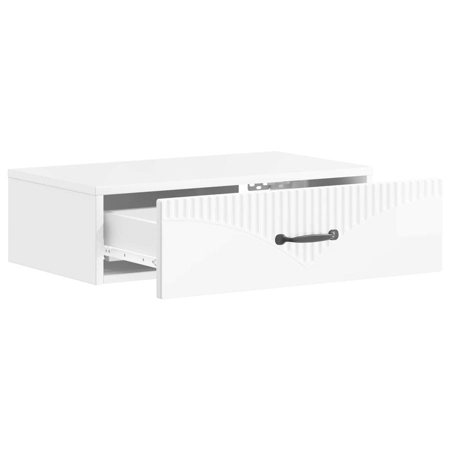 Wandmontage Zijtafel Hoogglans Wit 59 x 34,5 x 17 cm