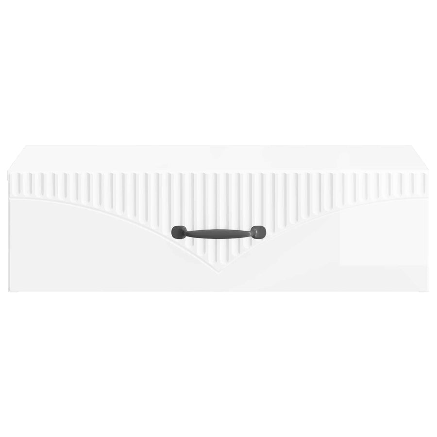 Wandmontage Zijtafel Hoogglans Wit 59 x 34,5 x 17 cm