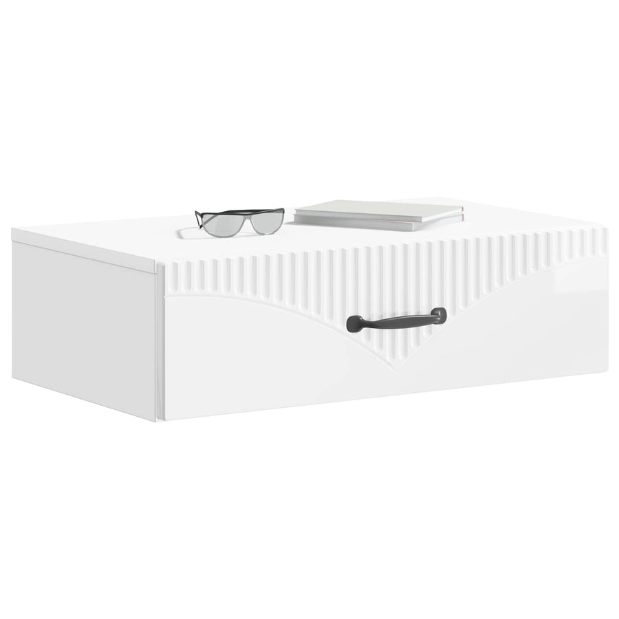 Wandmontage Zijtafel Hoogglans Wit 59 x 34,5 x 17 cm