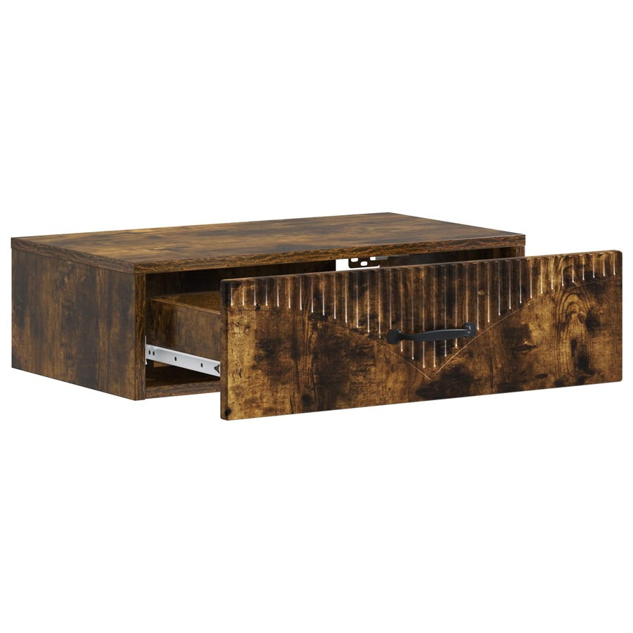 Wandmontage Zijtafel Gerookt eiken 59 x 34,5 x 17 cm