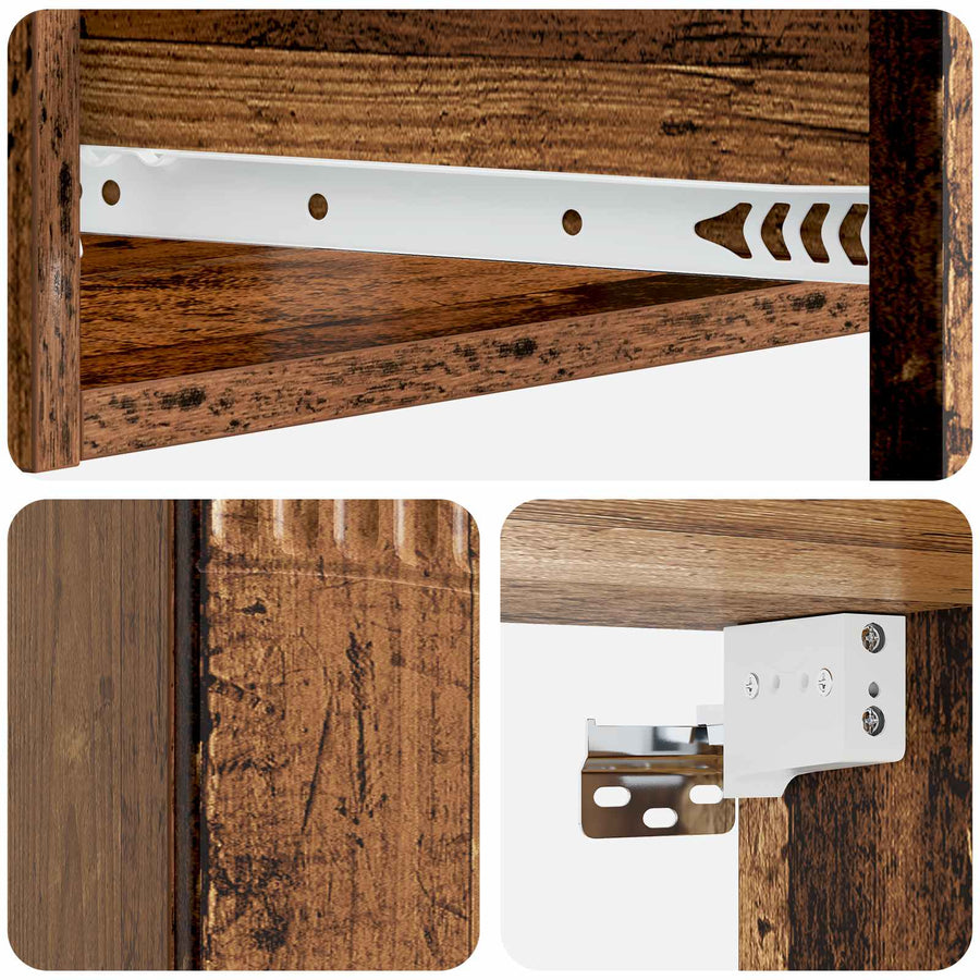 Wandmontage Zijtafel Oud hout 59 x 34,5 x 17 cm Bewerkt hout